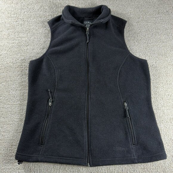 L.L Bean Full Zip Fleece Vest Black Women’s Size Medium - Picture 1 of 5